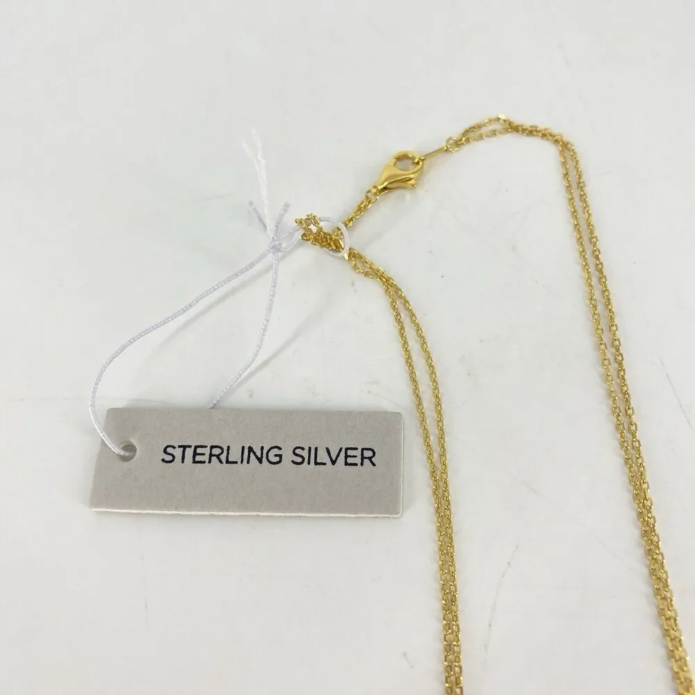 Rachel Zoe CZ Pavé Double Clover Necklace Gold Plated 925 Sterling Silver 18”